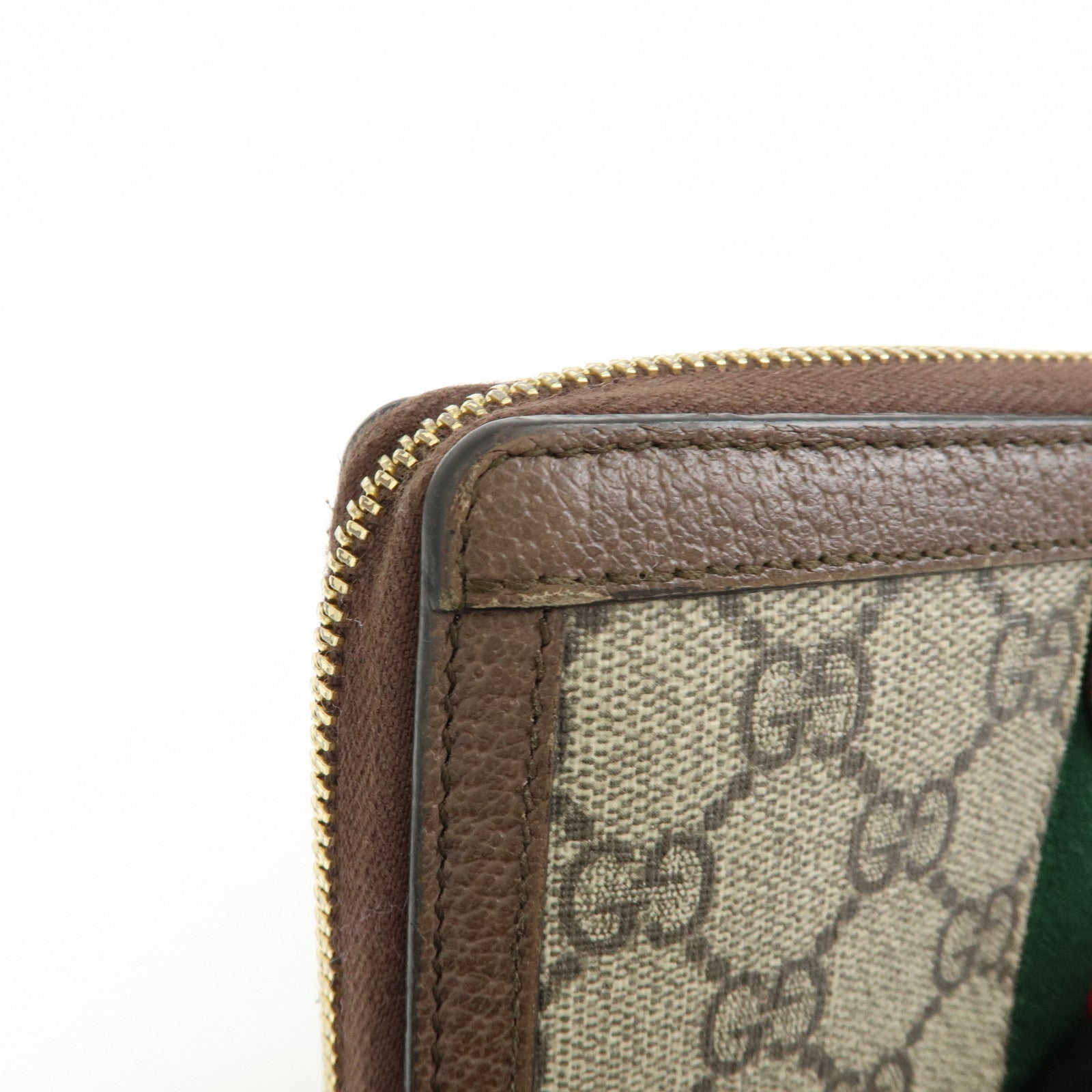 GUCCI Ophidia Sherry GG Supreme Leather Round Zippy Wallet 523154