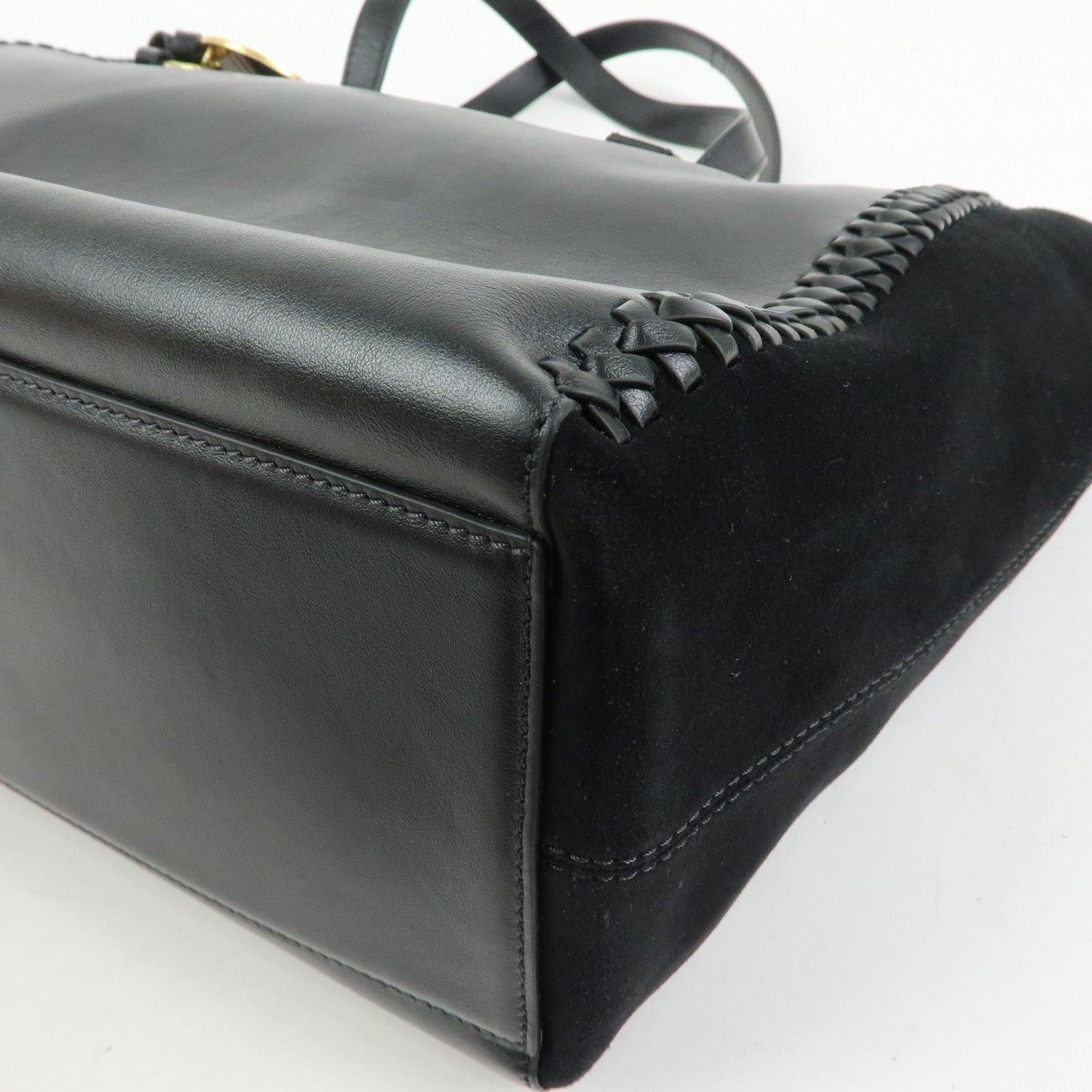 Chloe See By Chloe Leather Suede Tote Bag Shoulder Bag Black