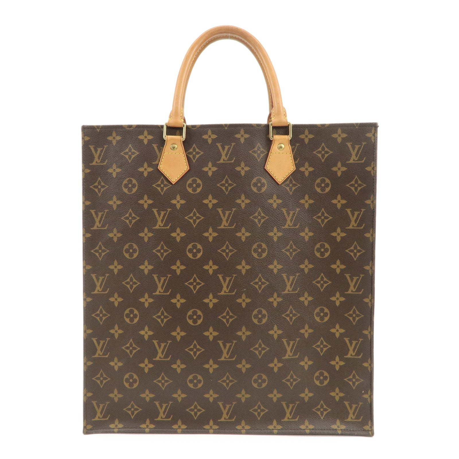 Louis Vuitton Monogram Sac Plat Tote Bag Hand Bag Brown M51140
