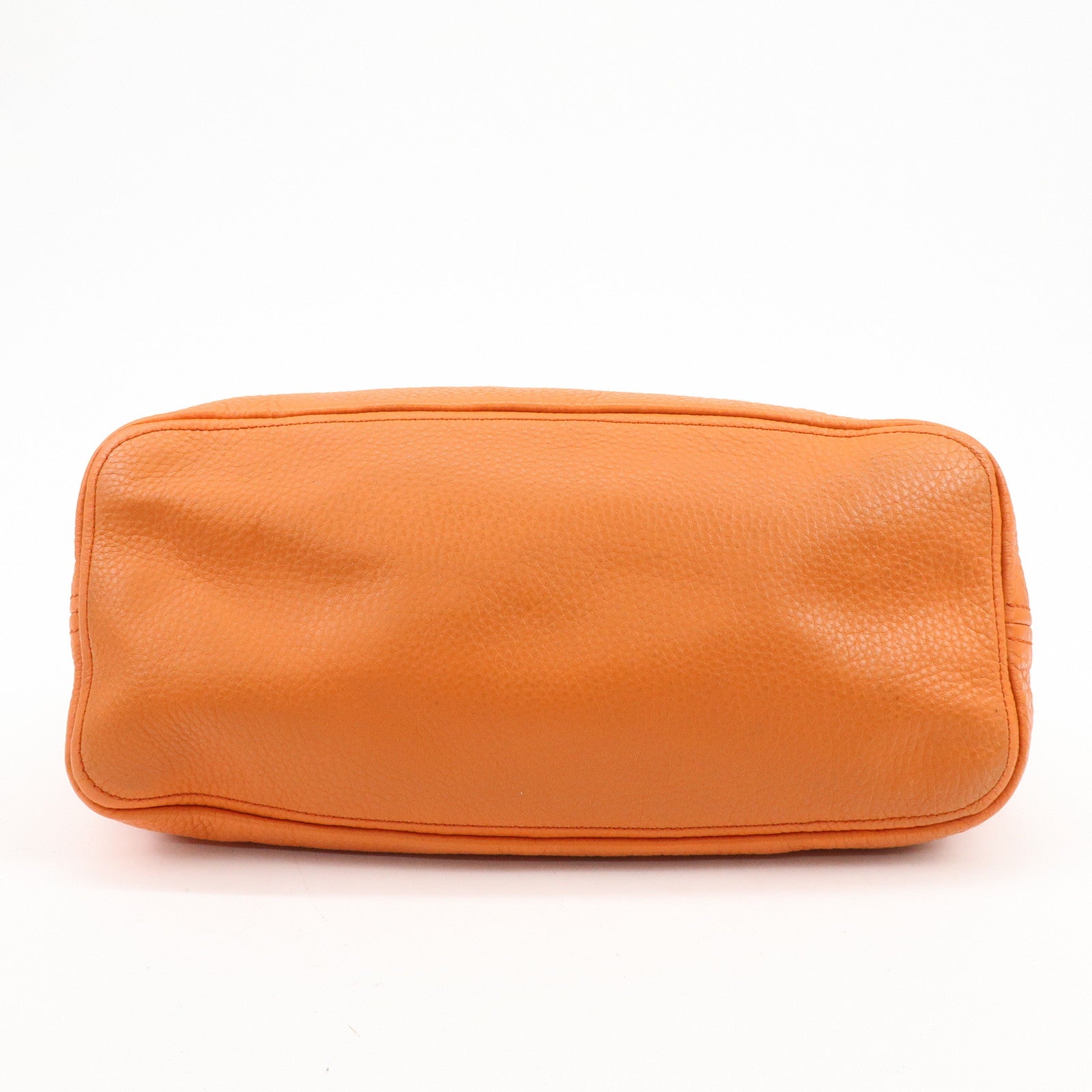 PRADA Logo Leather Shoulder Bag Tote Bag Hand Bag Orange BR4829