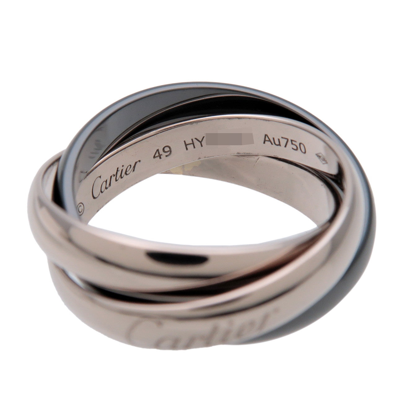 Cartier Trinity Ring MM Black Ceramic K18WG White Gold #49 US5
