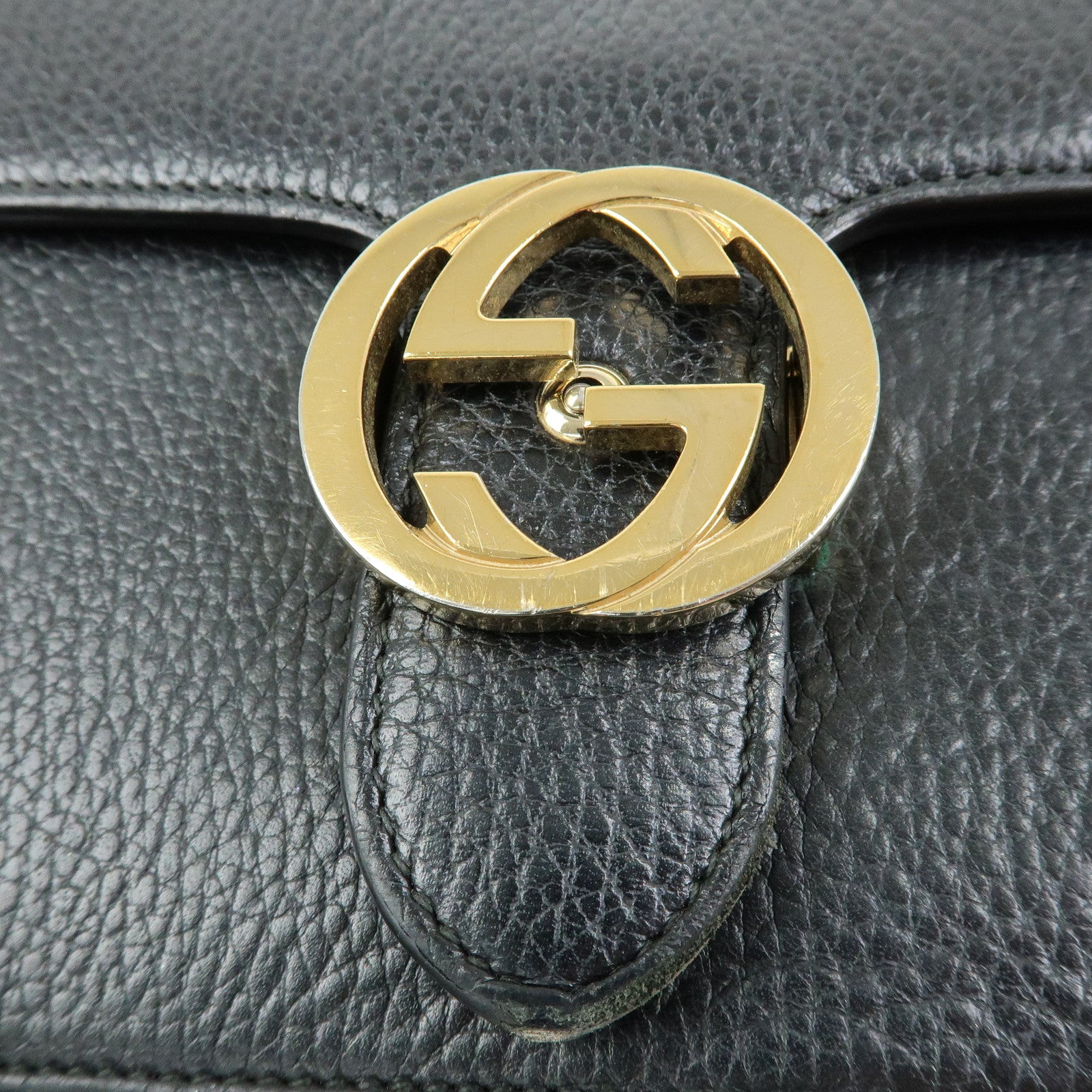 GUCCI Interlocking G Leather Chain Shoulder Bag Black 510304