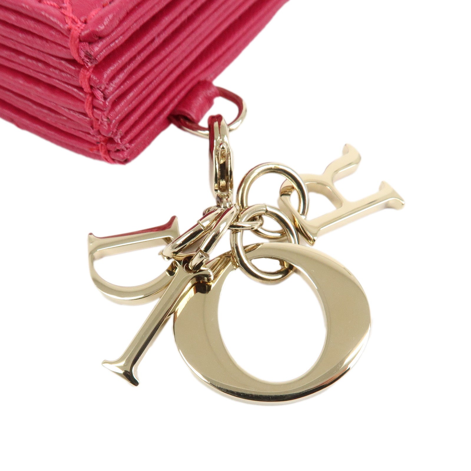 Christian Dior Cannage Leather Card Case Card Holder Pink