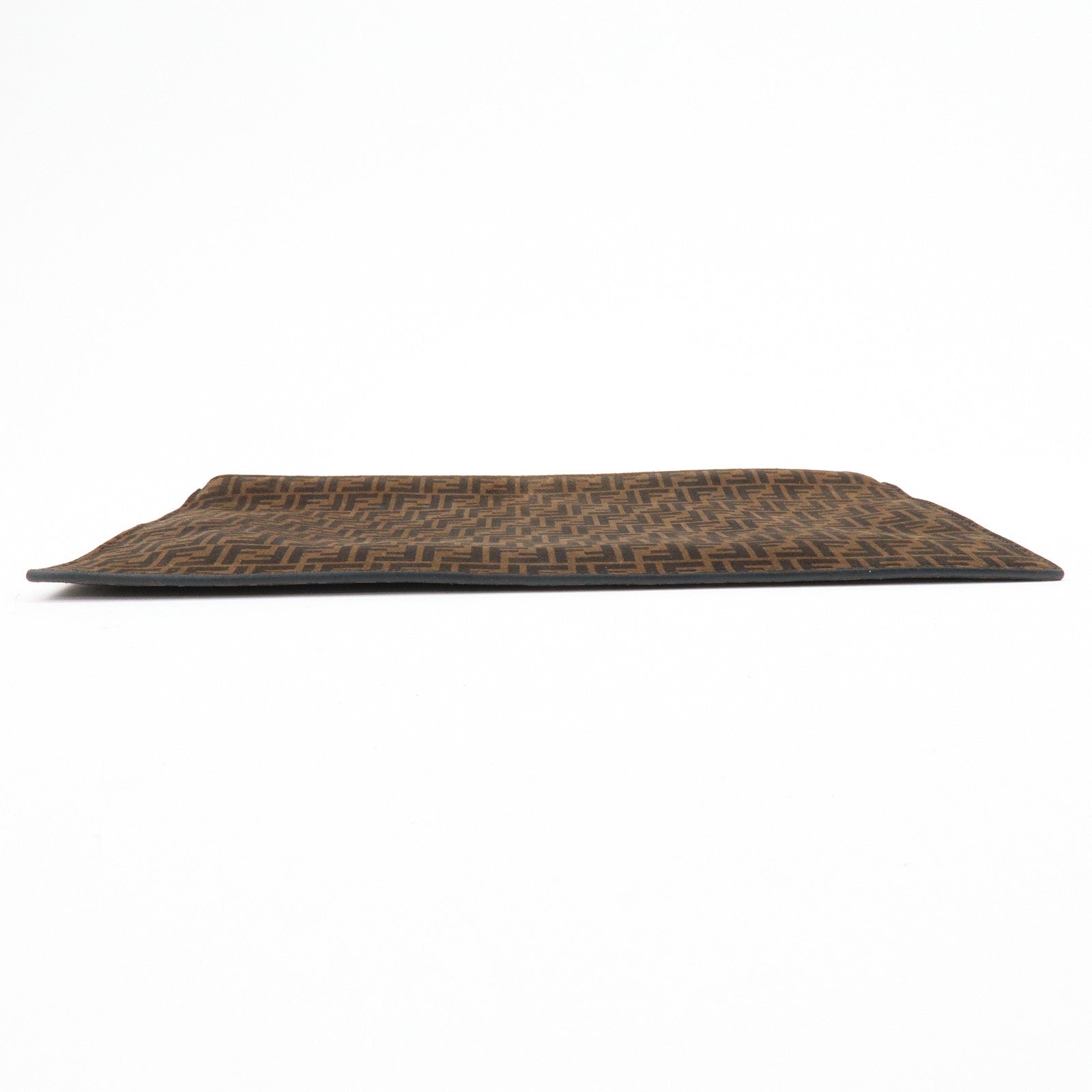 FENDI Zucchino Suede Leather Clutch Bag Flat Pouch Brown 8N0149