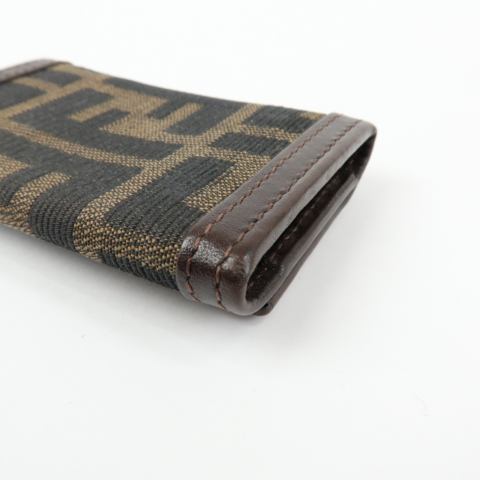 FENDI Zucca Ccanvas Leather Key Case Key Holder Black Brown 513516
