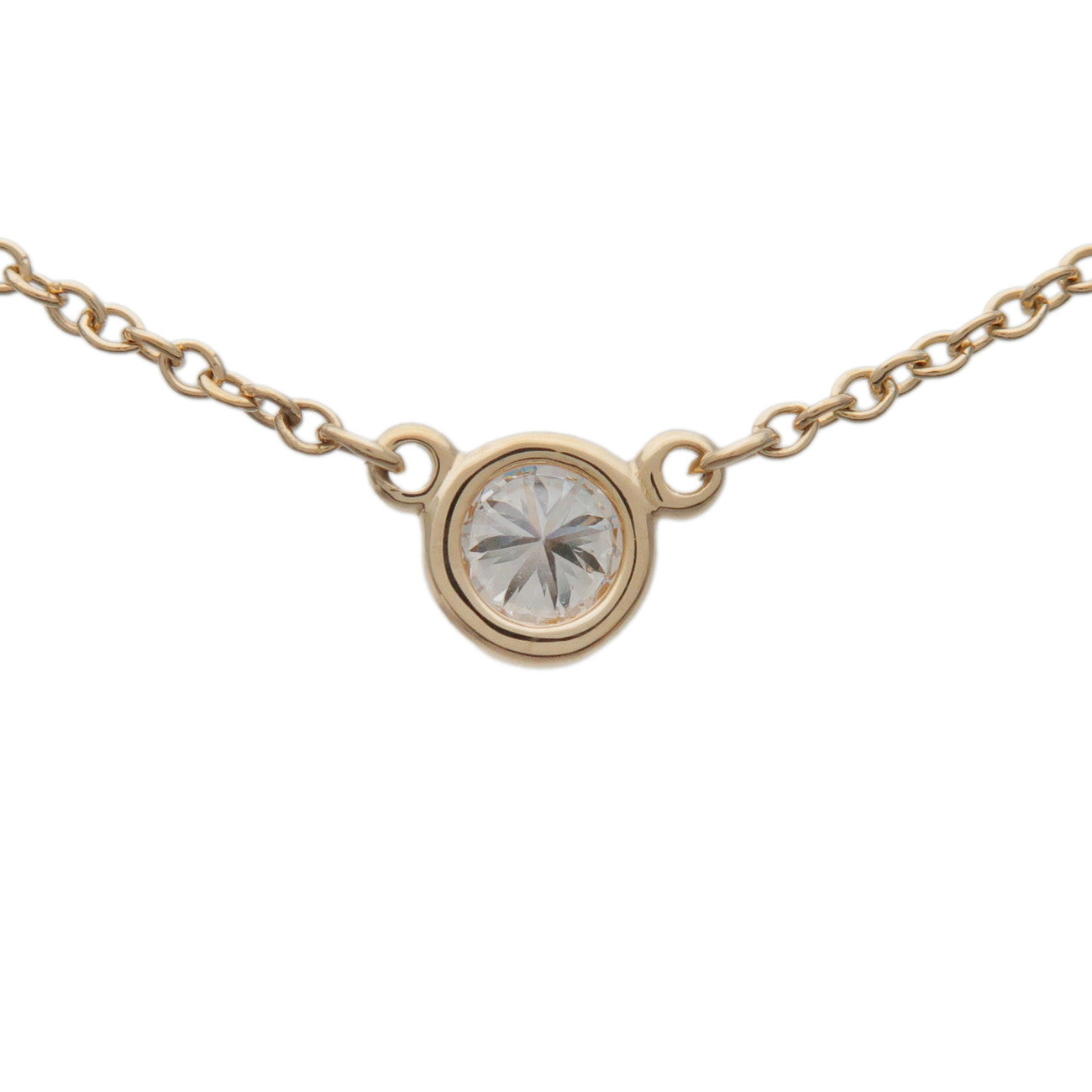 Tiffany & Co By The Yard 1P Diamond Necklace K18 750YG Yellow Gold