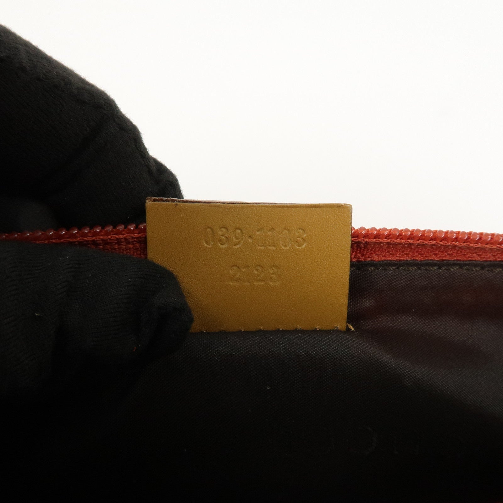 GUCCI Suede Leather Accessory Pouch Hand Bag Orange 039.1103