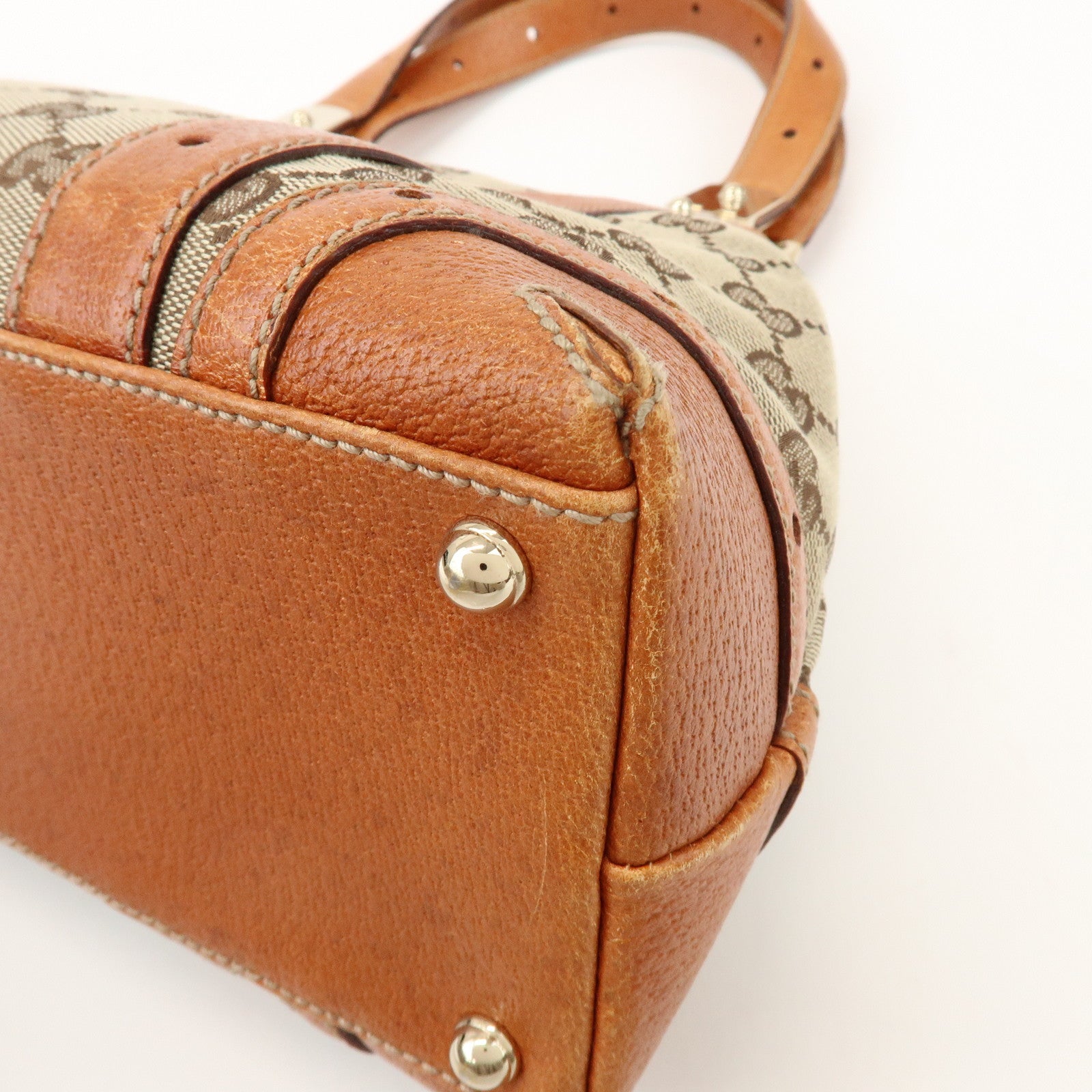 GUCCI GG Monogram Canvas Leather Shoulder Bag Brown 145761