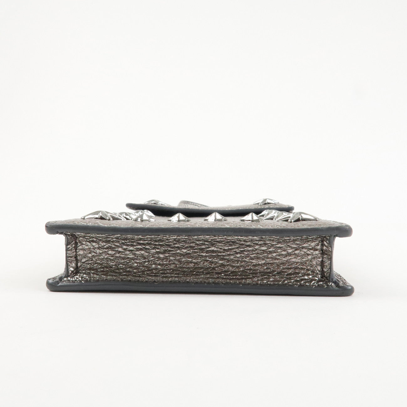 JIMMY CHOO Leather Star Studs Cell Phone Folder Shoulder Bag Silver Used