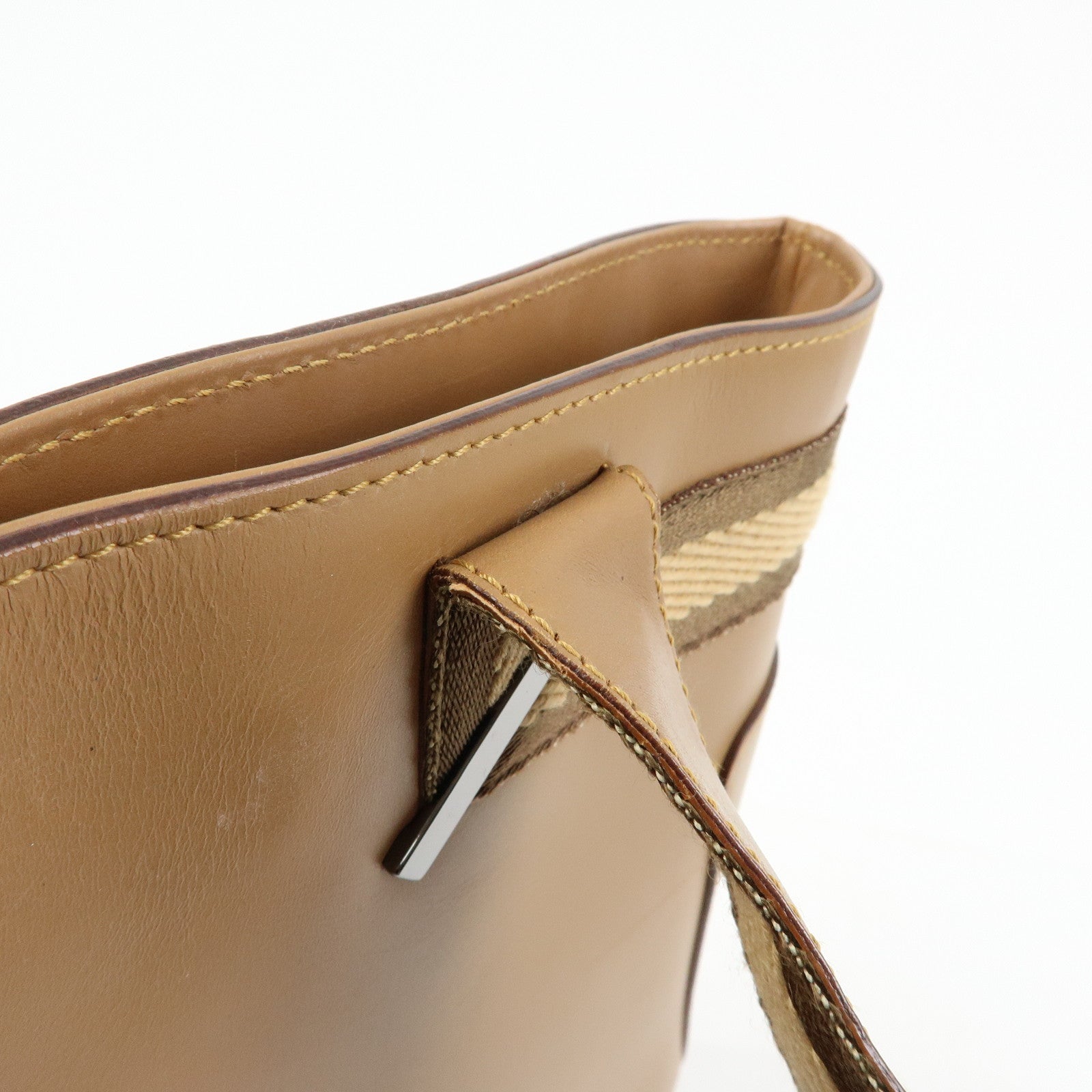 GUCCI Sherry Leather Tote Bag Shoulder Bag Beige 002.1135