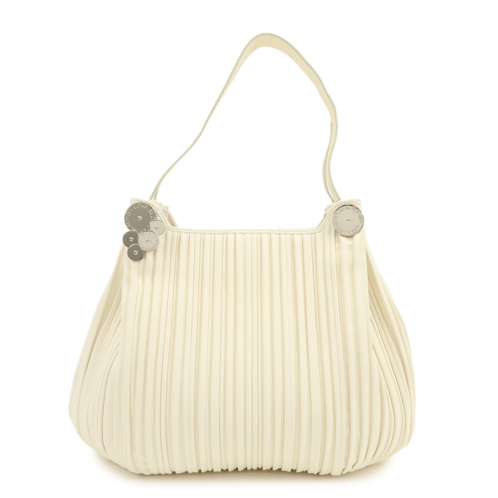 BVLGARI Leather Shoulder Bag Hand Bag White
