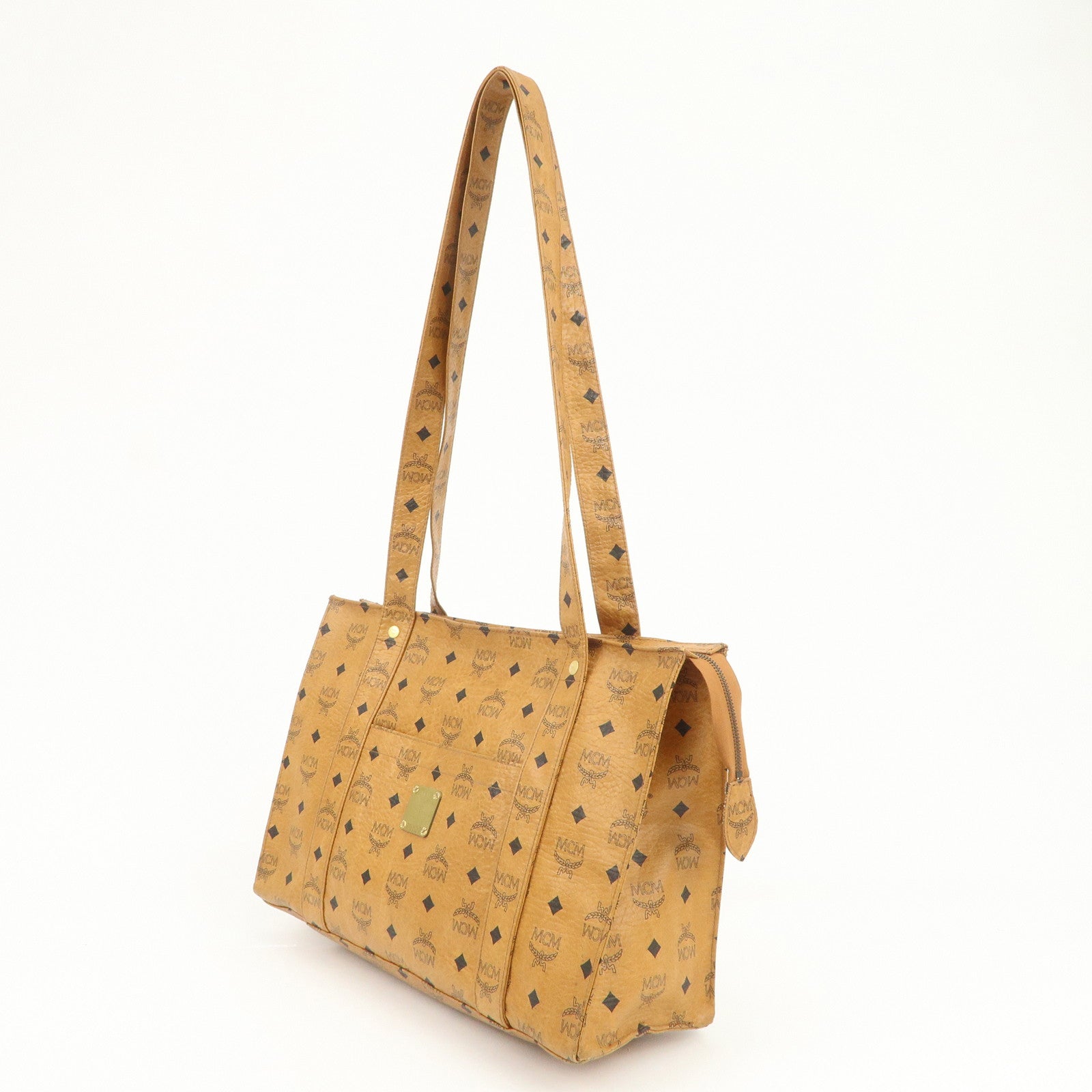 MCM Visetos Leather Shoulder Bag Tote Bag Brown