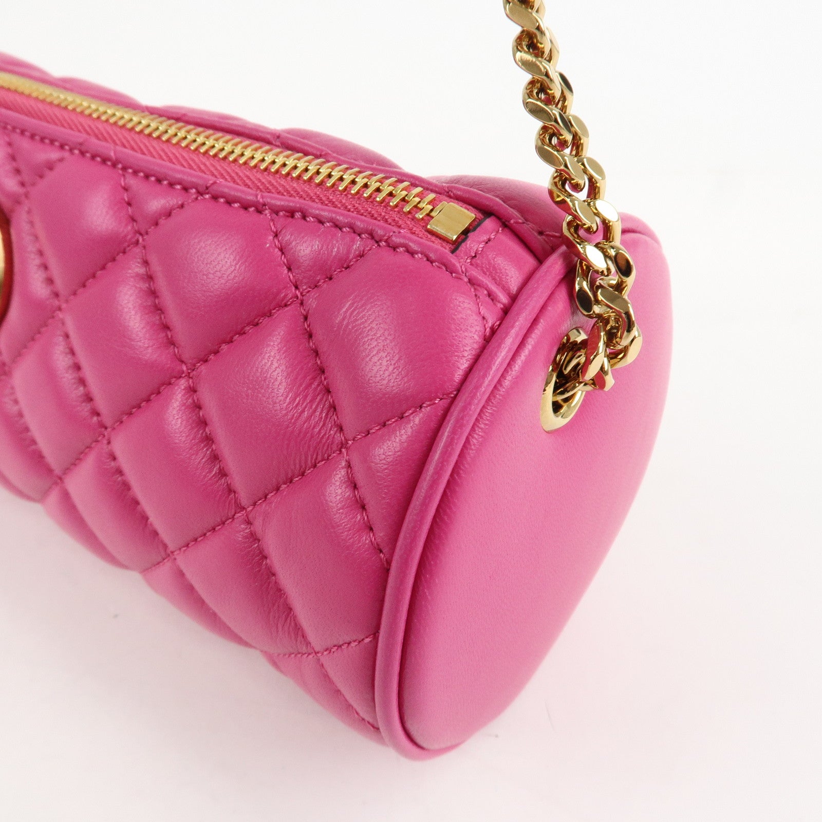 GIANNI VERSACE Medusa Chain Shoulder Bag Hand Bag Gold HDW Pink Used