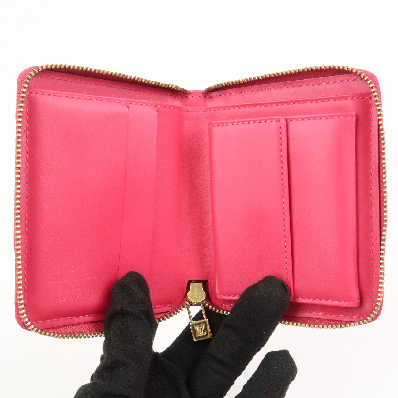Louis Vuitton Monogram Vernis Bloom Zippy Wallet Pink M91238