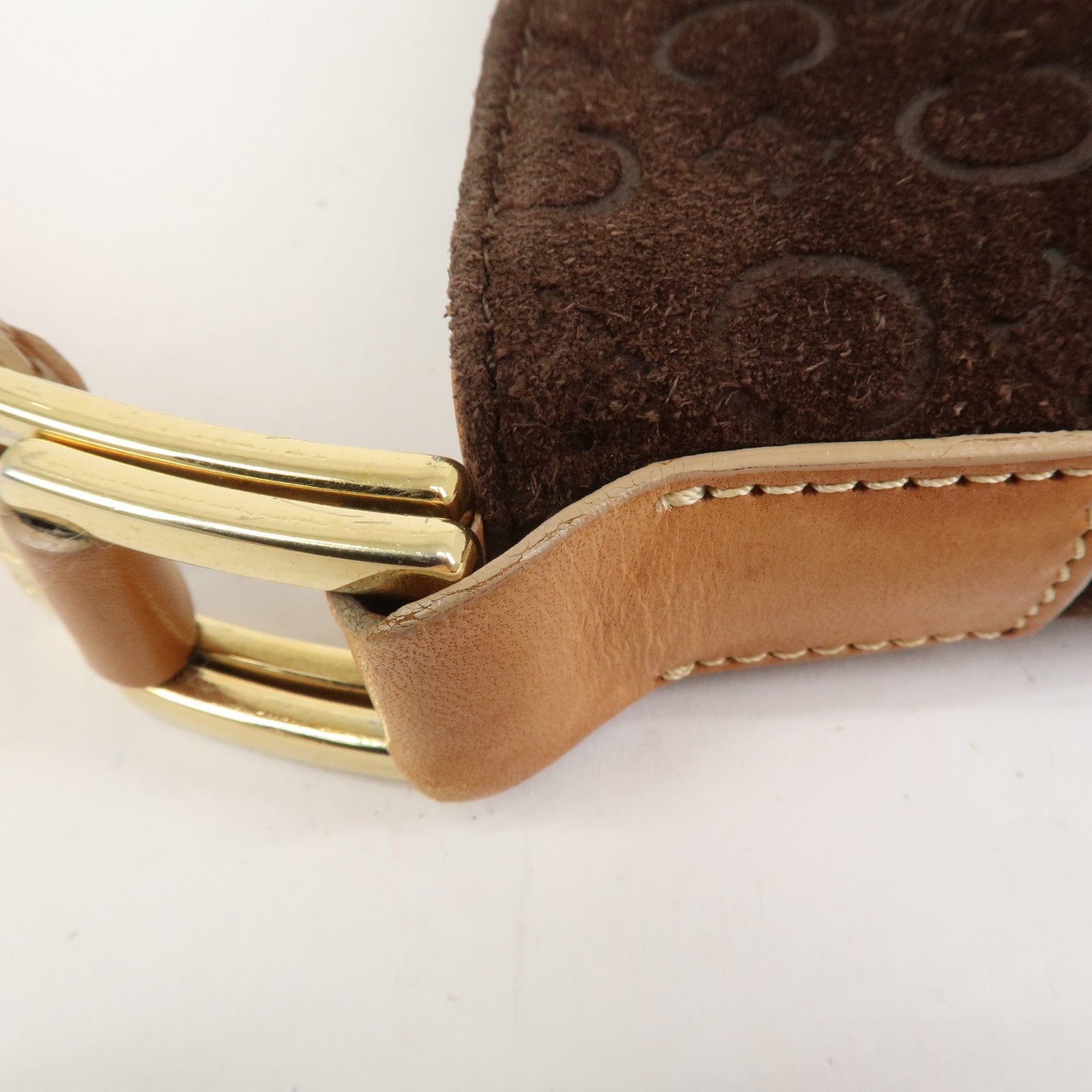 CELINE C Macadam Suede Leather Shoulder Bag Brown