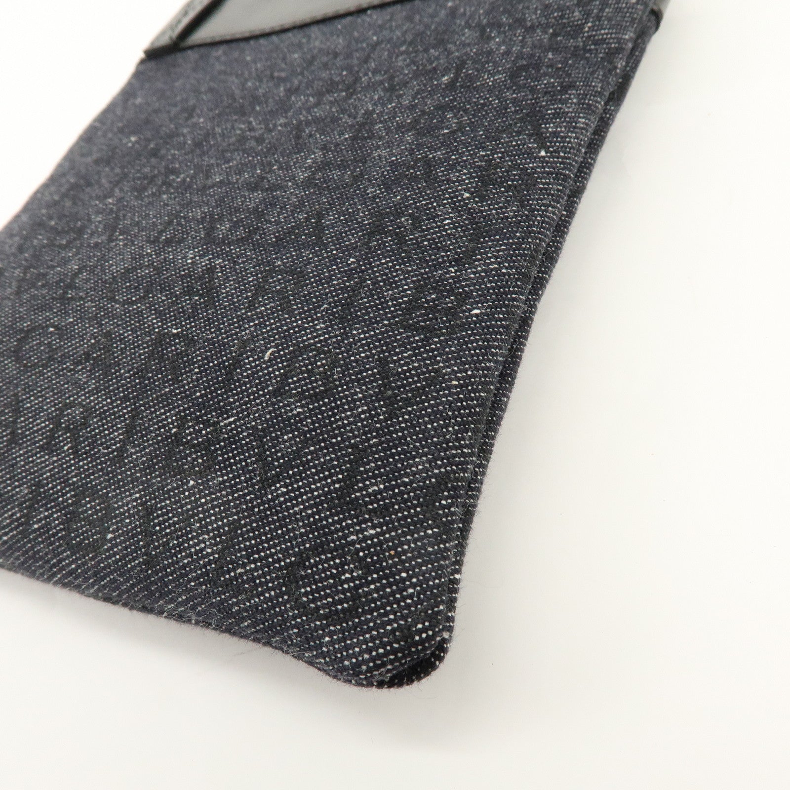 BVLGARI Logo Mania Denim Leather Shoulder Bag Crossbody Bag Black