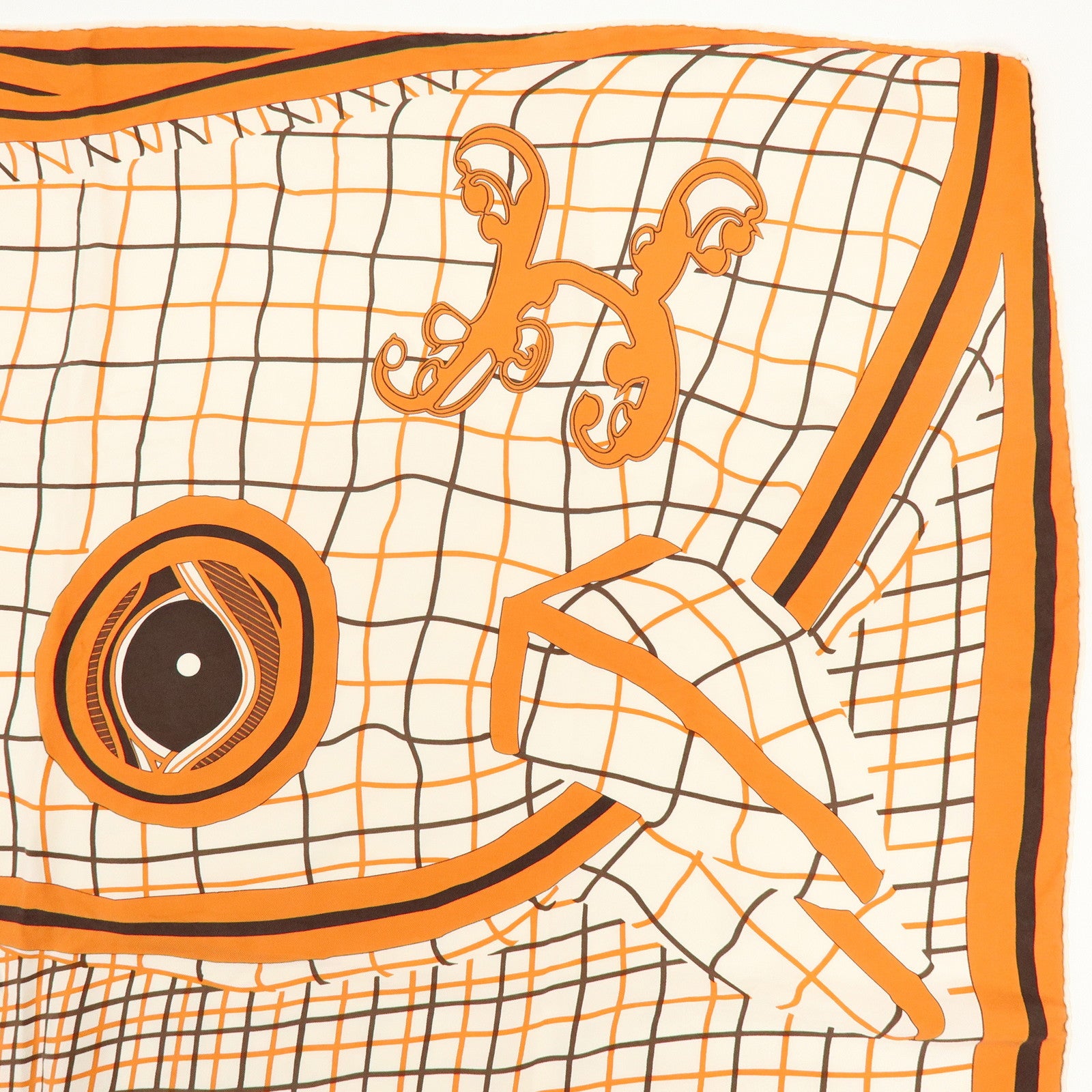 HERMES Carre 90 Silk 100% Scarf Bete de Concours Orange