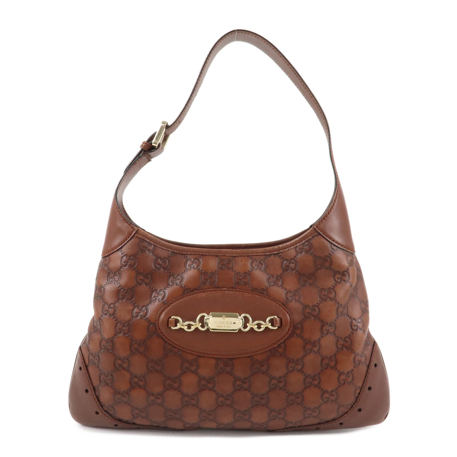 GUCCI Guccissima Leather Shoulder Bag Hand Bag Brown 145778 Used