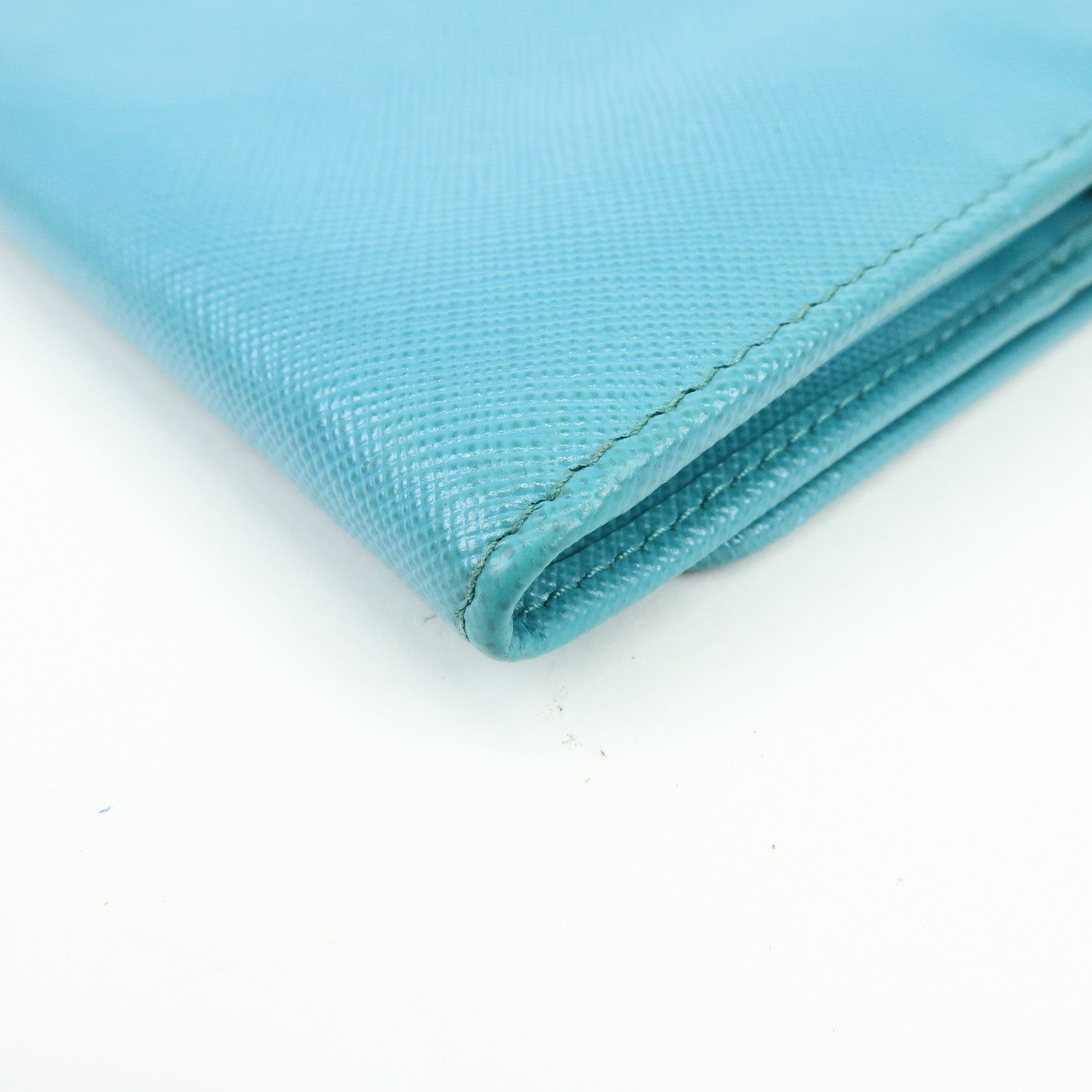 PRADA Saffiano Leather Chain Wallet Shoulder Bag Blue 1M1290