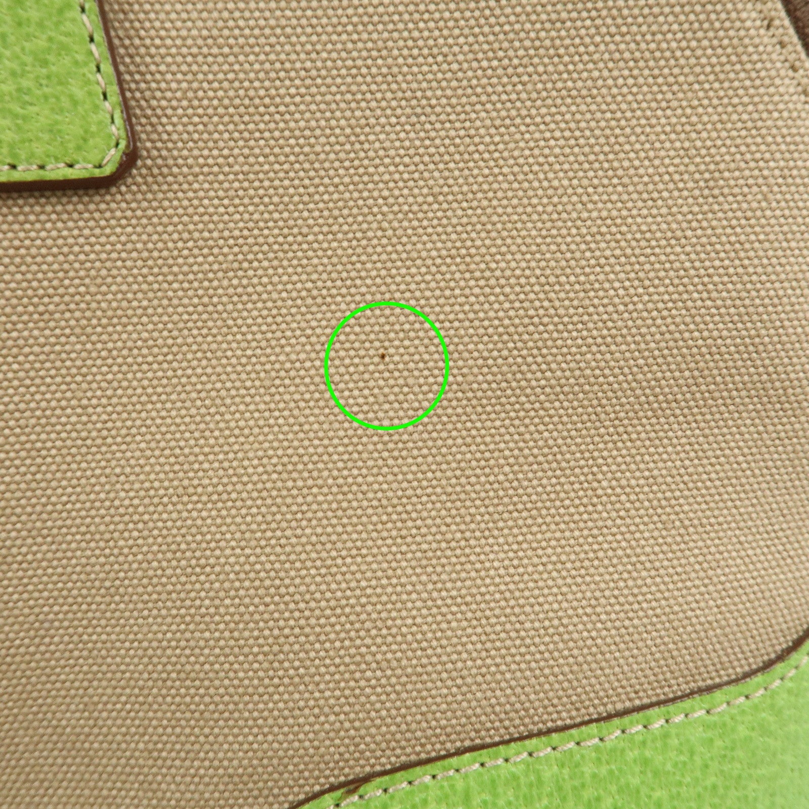 PRADA Canvas Leather Tote Bag Hand Bag  Beige Light Green BN0082