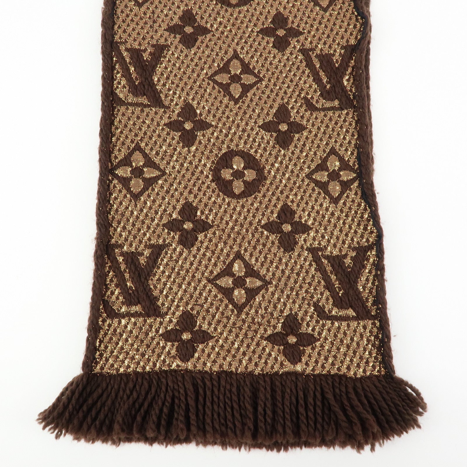 Louis Vuitton Echarpe Logomania Shine Wool Silk Scarf Brown M71383