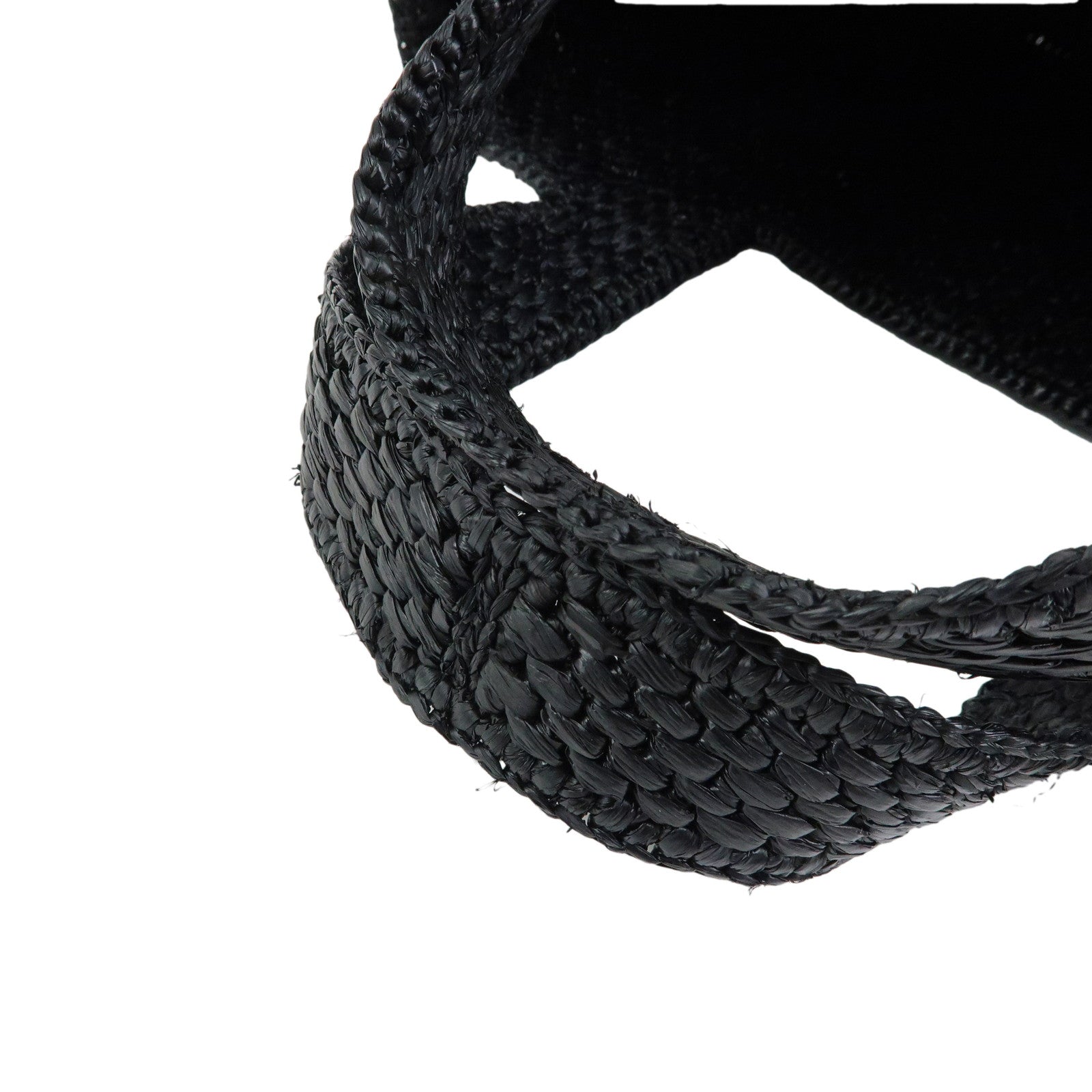 LOEWE Font Tote Mini Bag Raffia Leather 2Way Bag Hand Bag Black