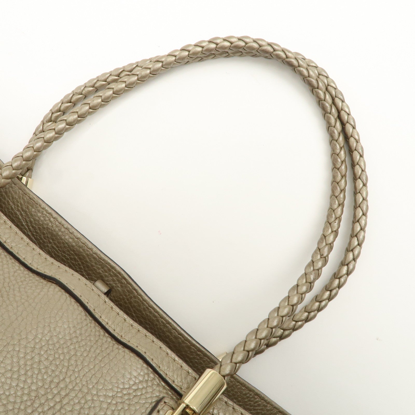 GUCCI Bamboo Leather Tote Bag Shoulder Bag Champagne Gold 269945