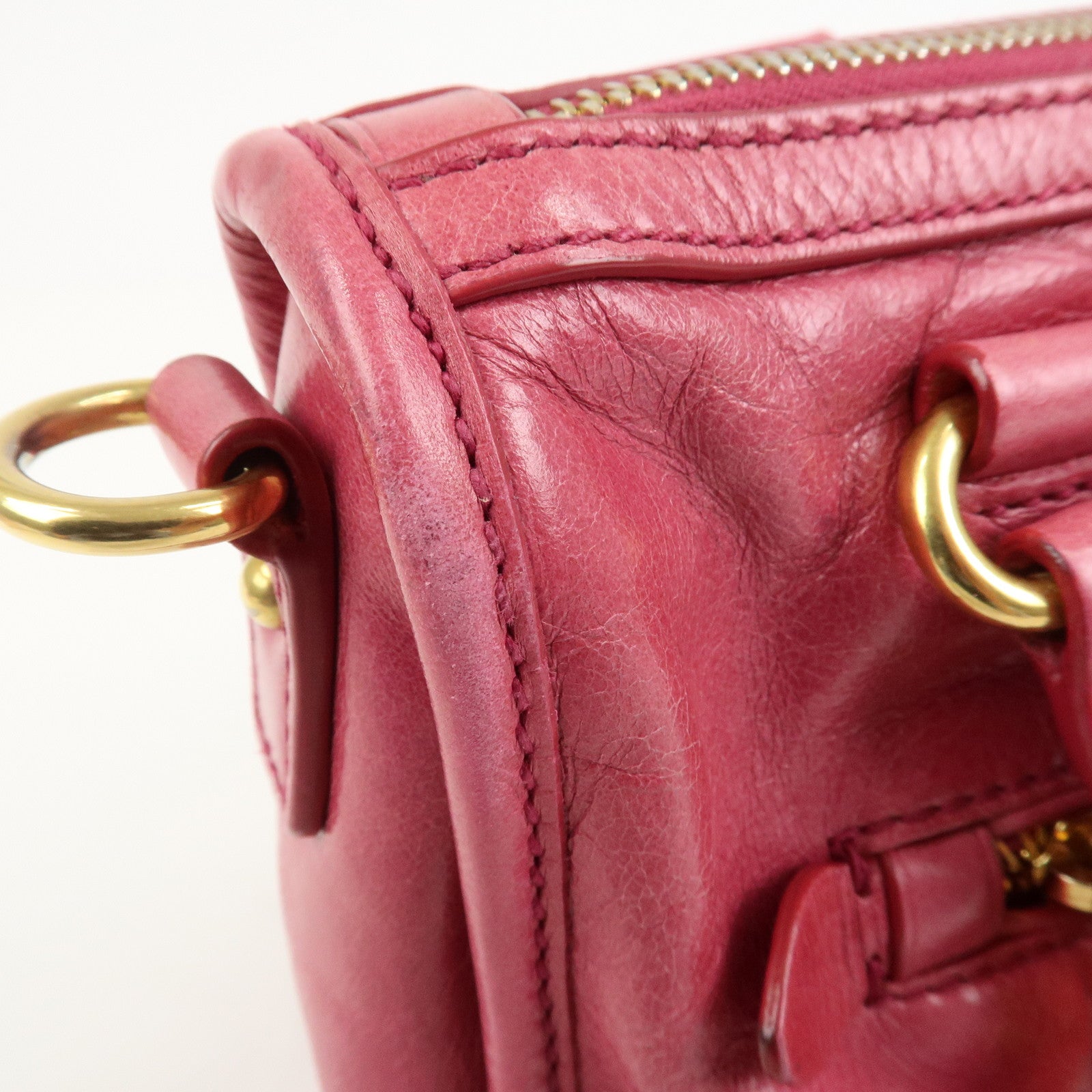 MIU MIU Logo Leather 2Way Bag Hand Bag Shoulder Bag Pink 5BB104