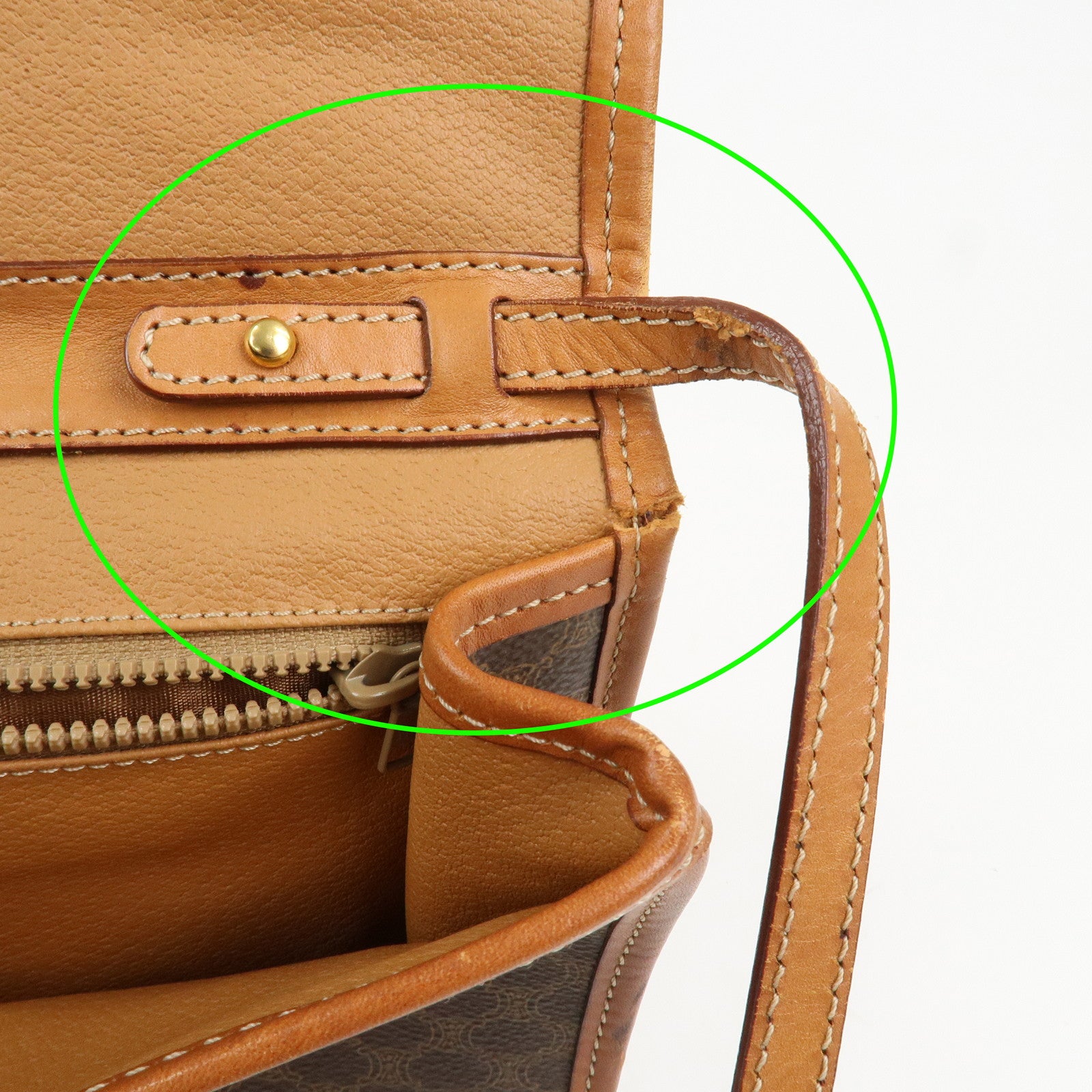 CELINE Macadam PVC Canvas Leather 2WAY Bag Shoulder Bag Brown