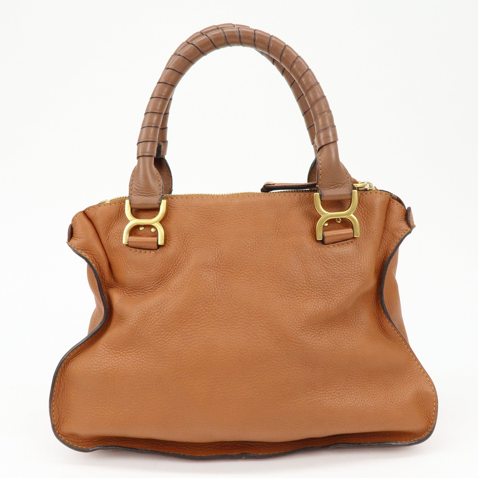 Chloe Marcie Leather Tote Bag Hand Bag Shoulder Bag Brown