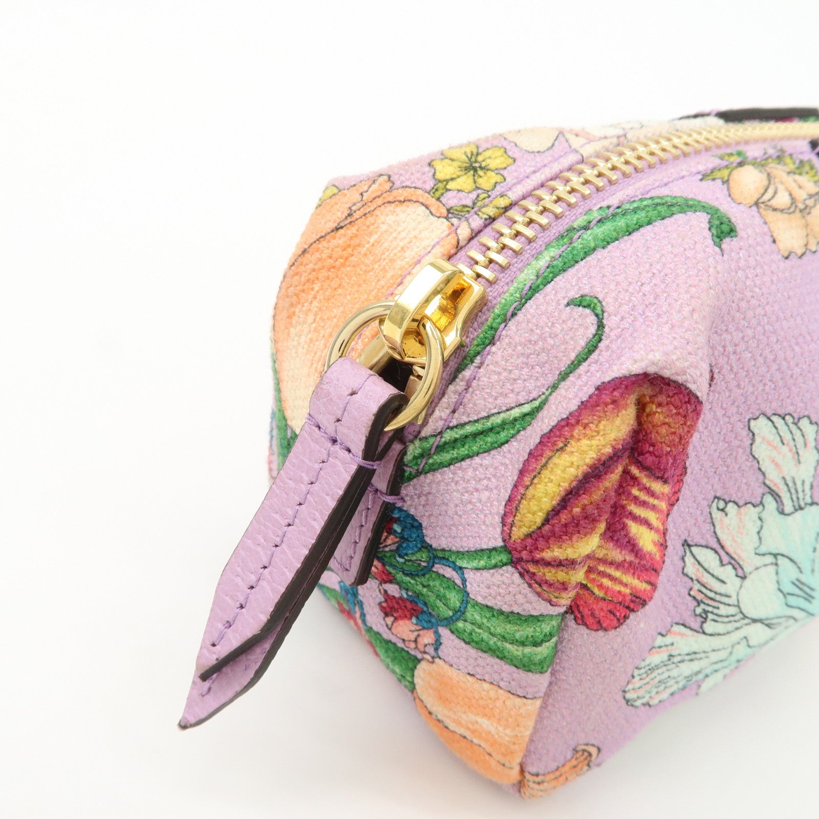 GUCCI GG Marmont Canvas Leather Pouch Flower Purple 577355