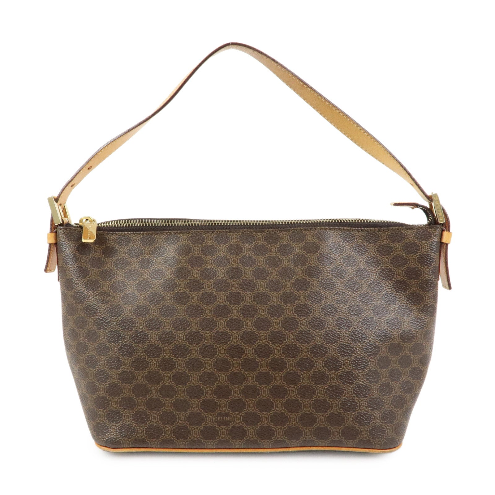 CELINE Macadam PVC Leather Shoulder Bag Hand Bag Brown