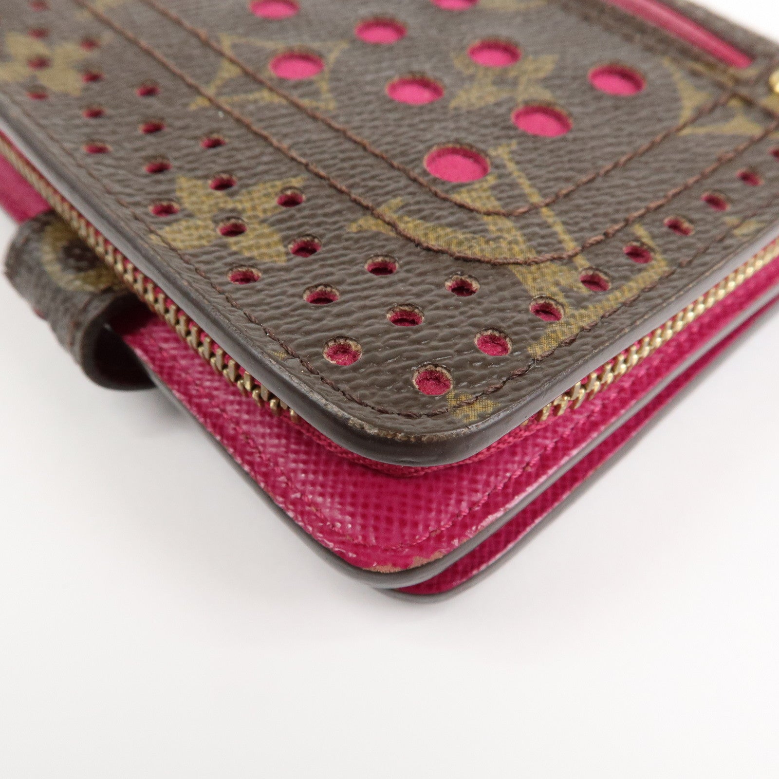 Louis Vuitton Monogram Perfor Compact Zip Fuchsia M95188 Used