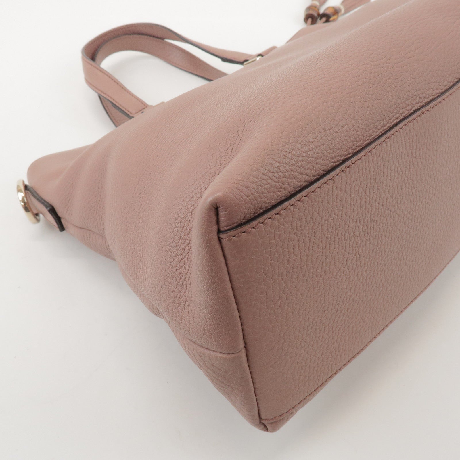 GUCCI Bamboo Leather 2Way Hand Bag Shoulder Bag Pink 365346