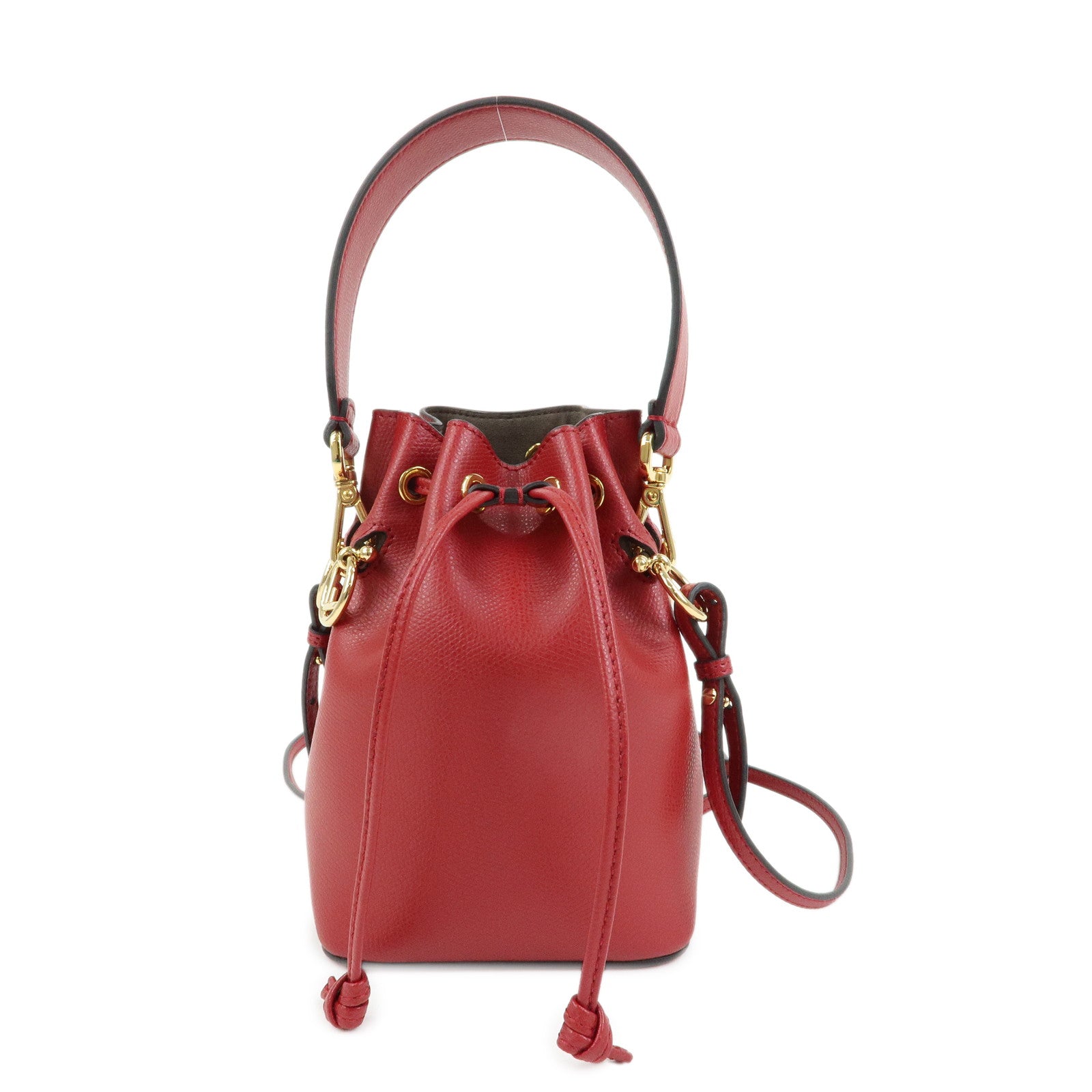 FENDI Mon Tresor Leather 2Way Bag Hand Bag Shoulder Bag Red 8BS010