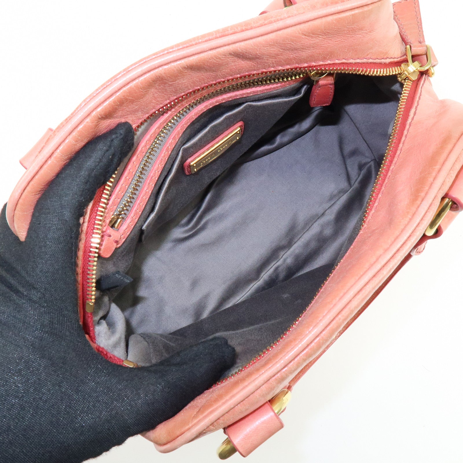 MIU MIU Leather 2Way Bag Hand Bag Shoulder Bag Pink