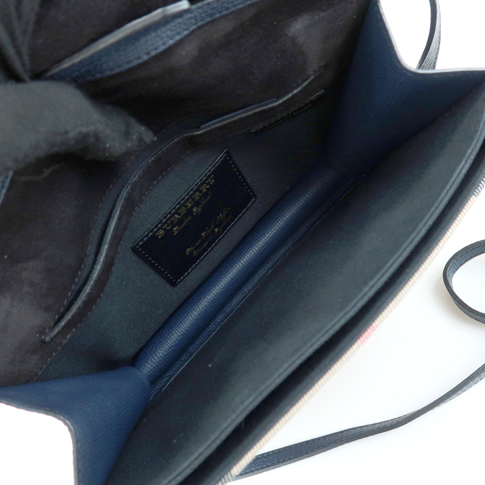 BURBERRY Nova Plaid Canvas Leather Shoulder Bag Beige Navy