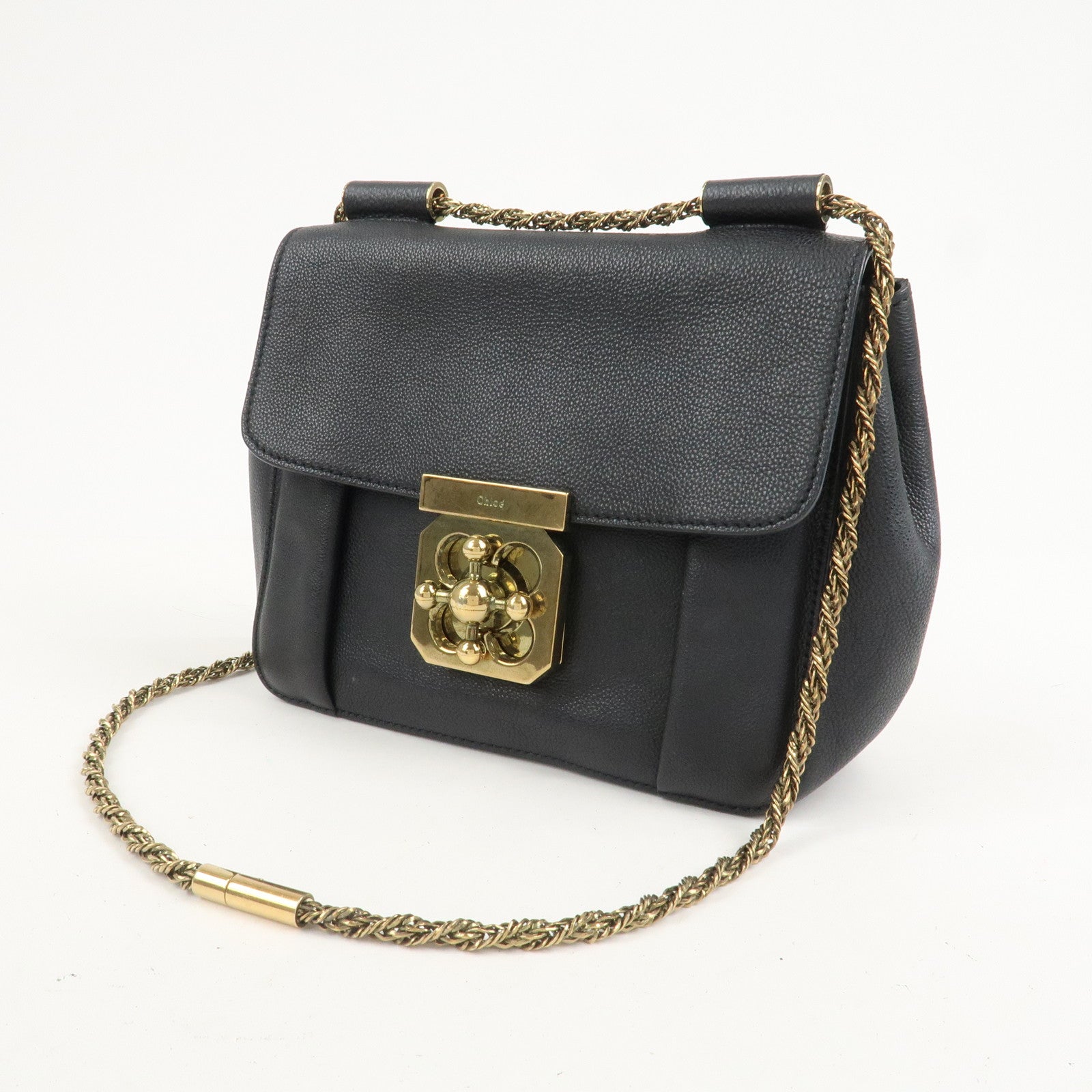 Chloe Elsie Leather Chain Shoulder Bag Hand Bag Black