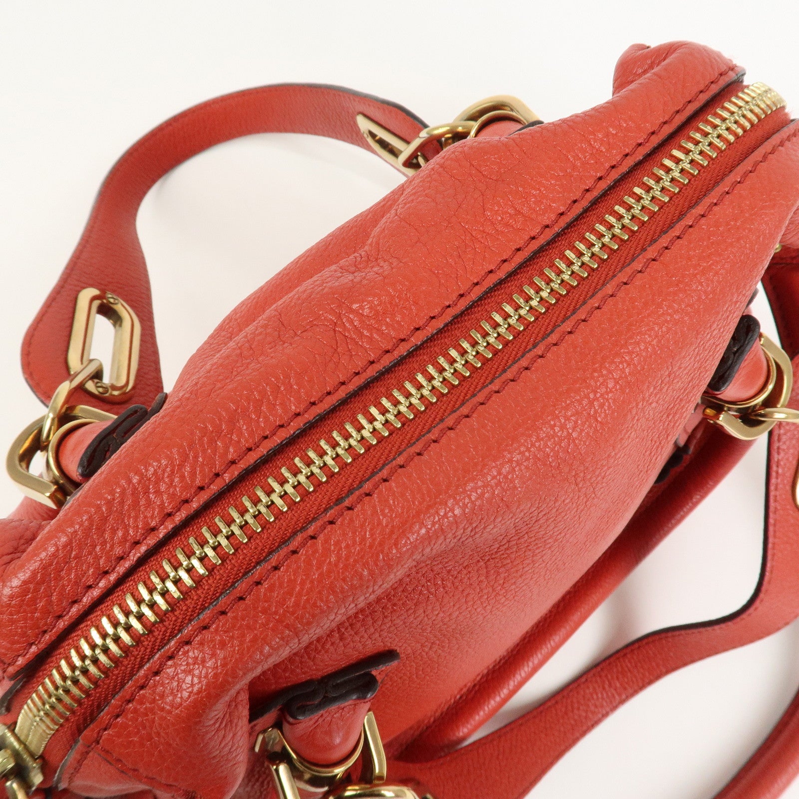 Chloe Paraty Leather 2Way Bag Shoulder Bag Hand Bag Red 031157