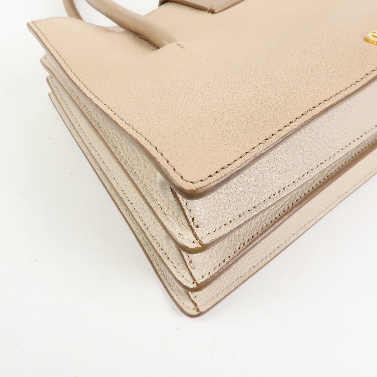 MIU MIU Madras Leather 2Way Bag Hand Bag Shoulder Bag Beige
