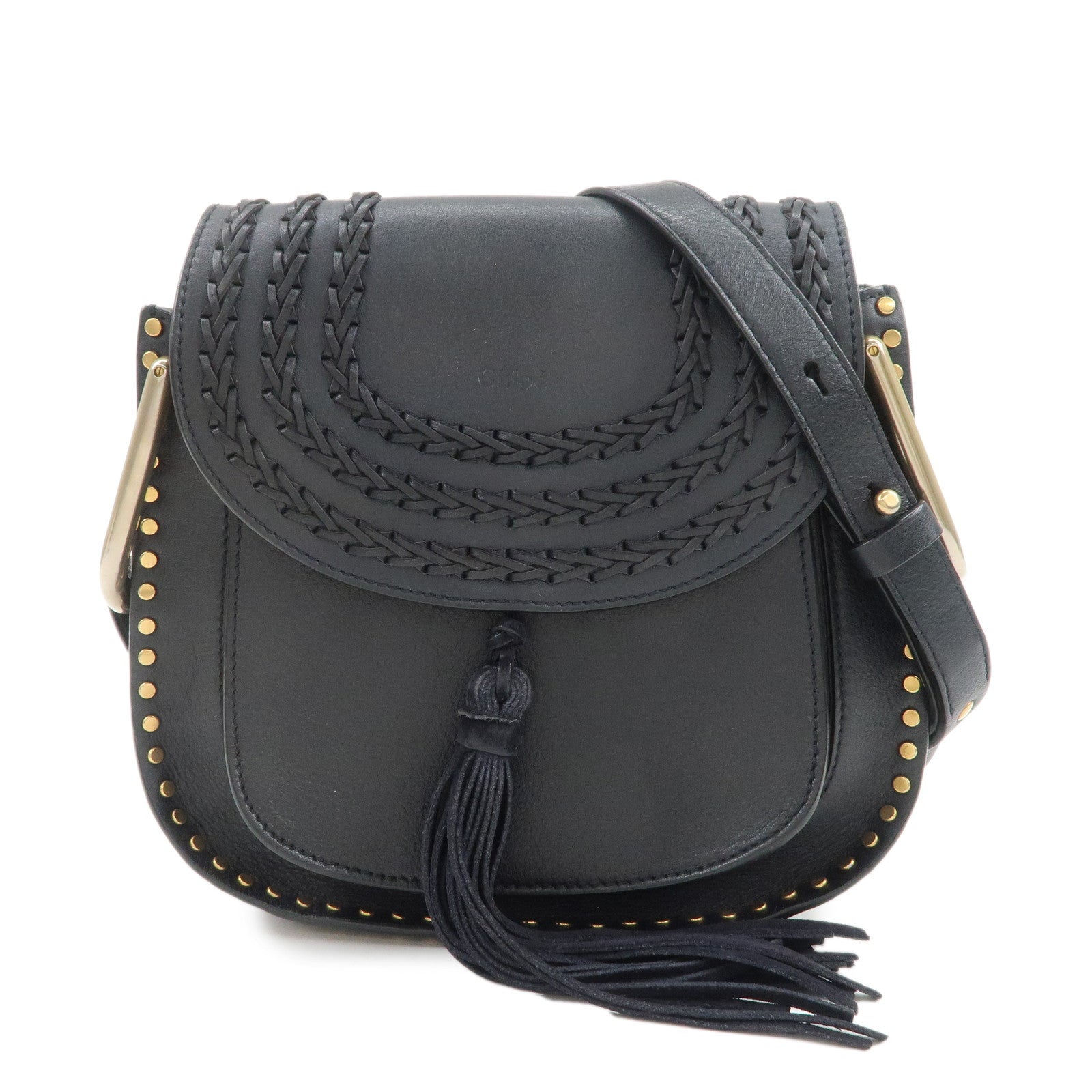 Chloe Hudson SAC'S PORTE EPAU Calf Leather Suede Shoulder Bag Black