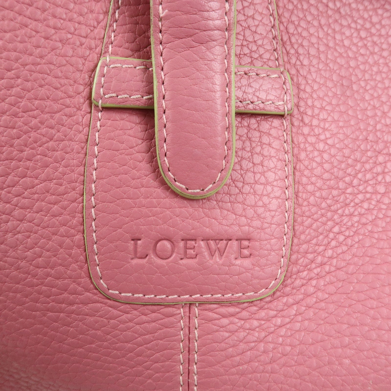 LOEWE Senda Leather Shoulder Bag Crossbody Bag Pink Light Green