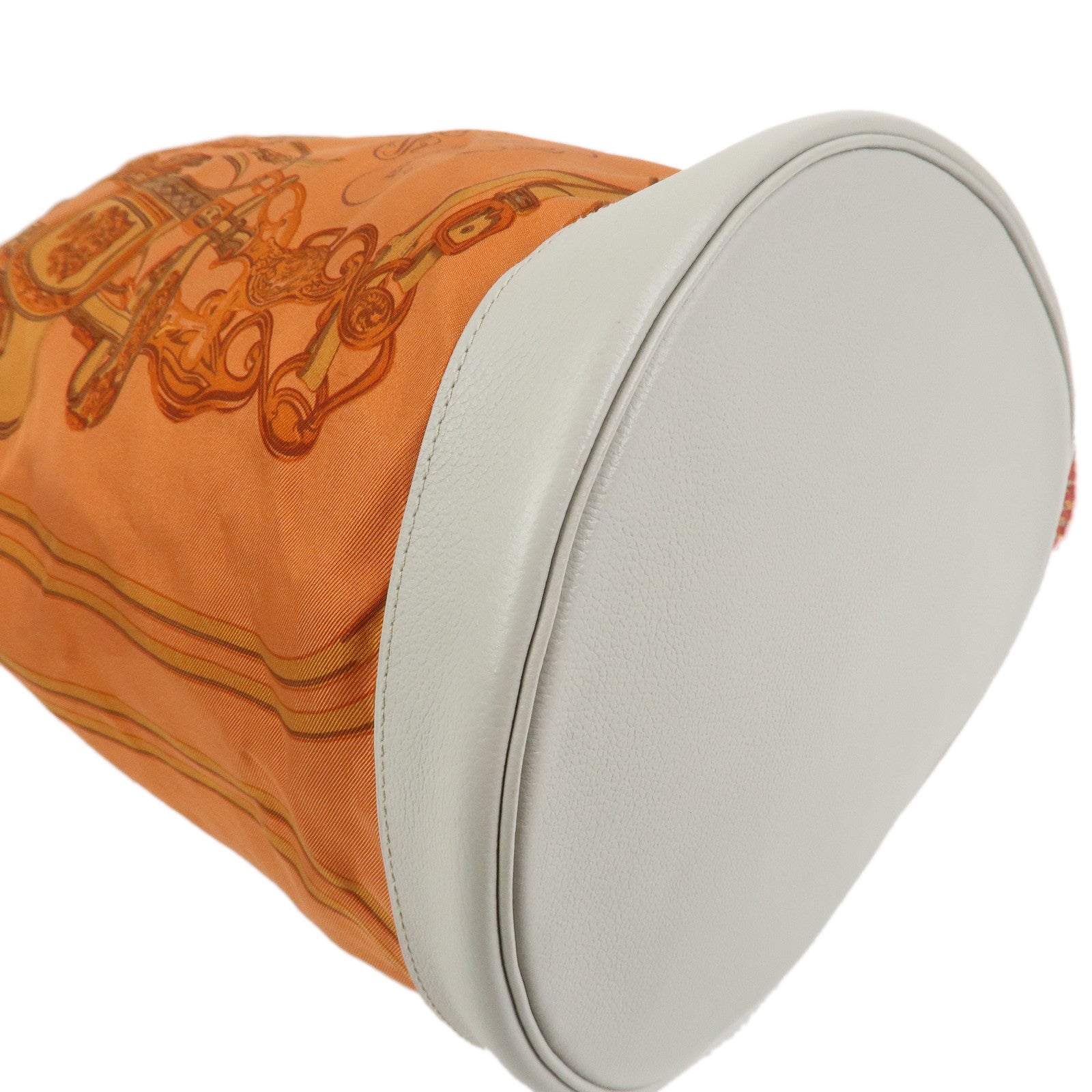 HERMES Soie Cool 22 Silk Leather Shoulder Bag Backpack Orange