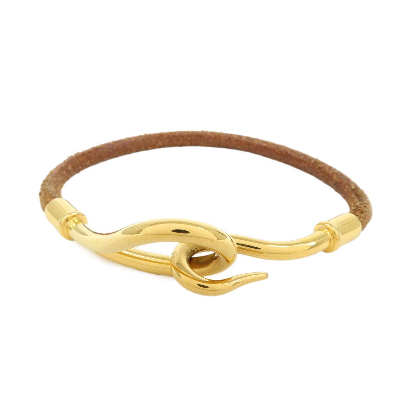 HERMES Leather Jumbo Choker Bracelet Brown