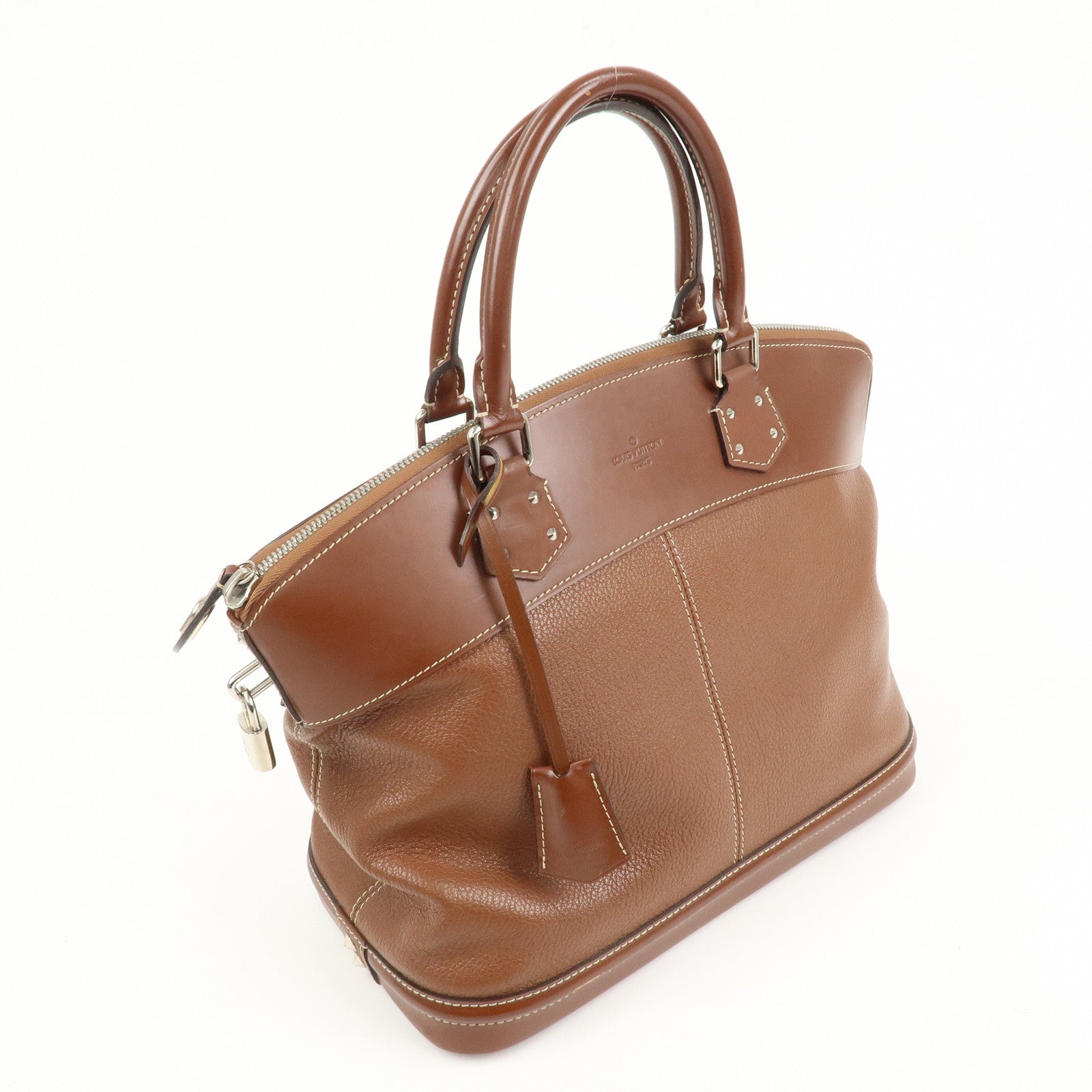 Louis Vuitton Suhari Leather Lock it MM Hand Bag Sienne M91889