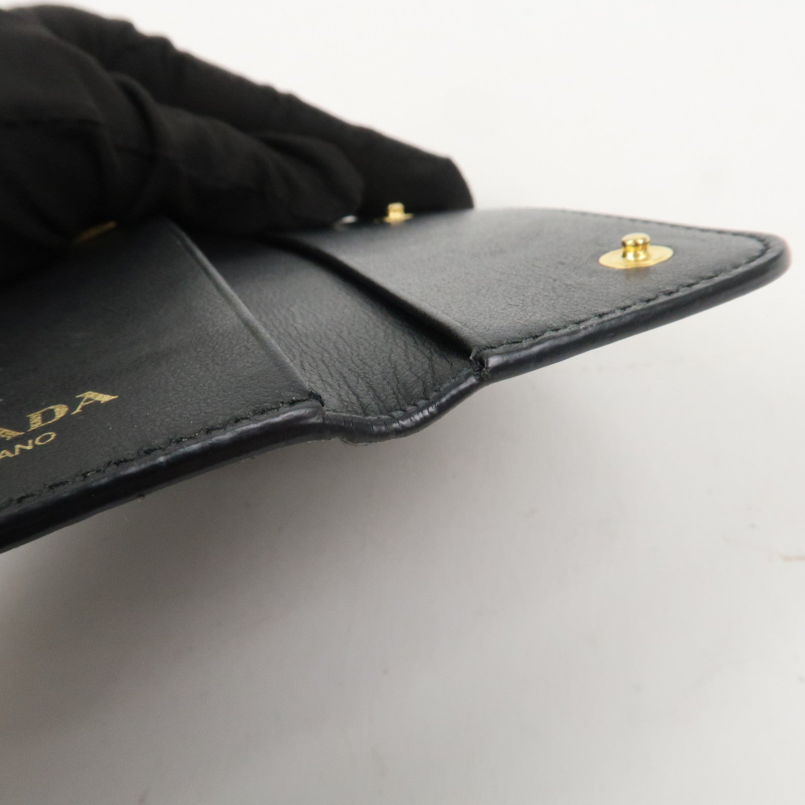 PRADA Triangle Logo Leather 6 Rings Key Case Black 1PG222