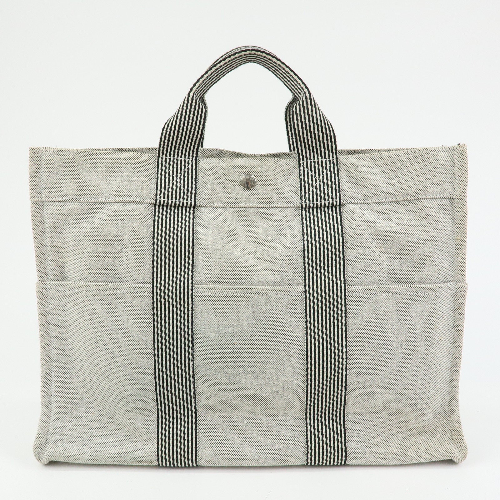 HERMES New Fourre Tout Canvas Tote Bag Hand Bag Gray