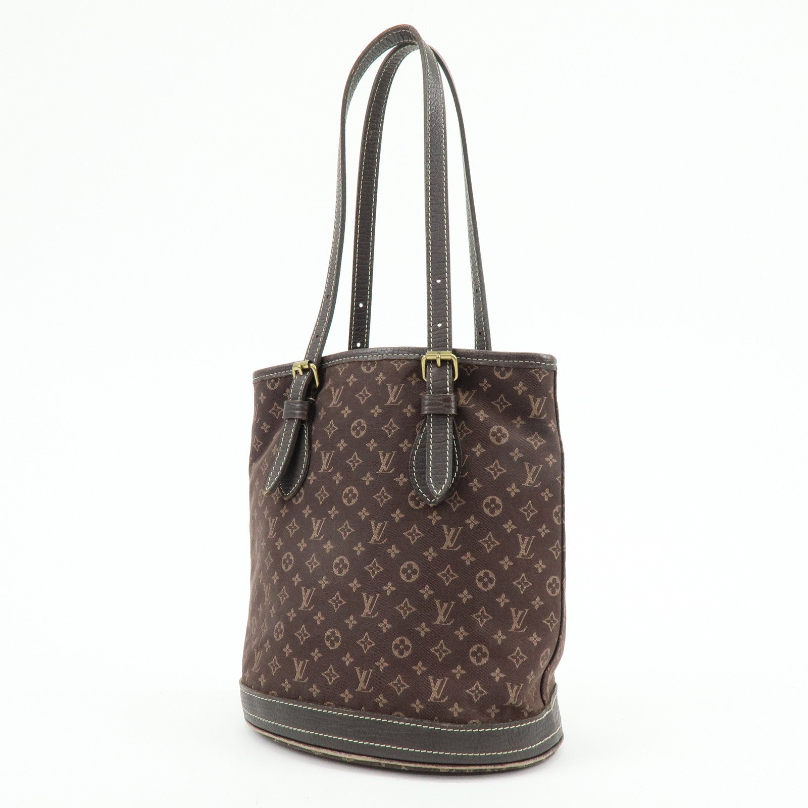 Louis Vuitton Monogram Mini Lin Bucket PM Tote Bag Ebene M95226