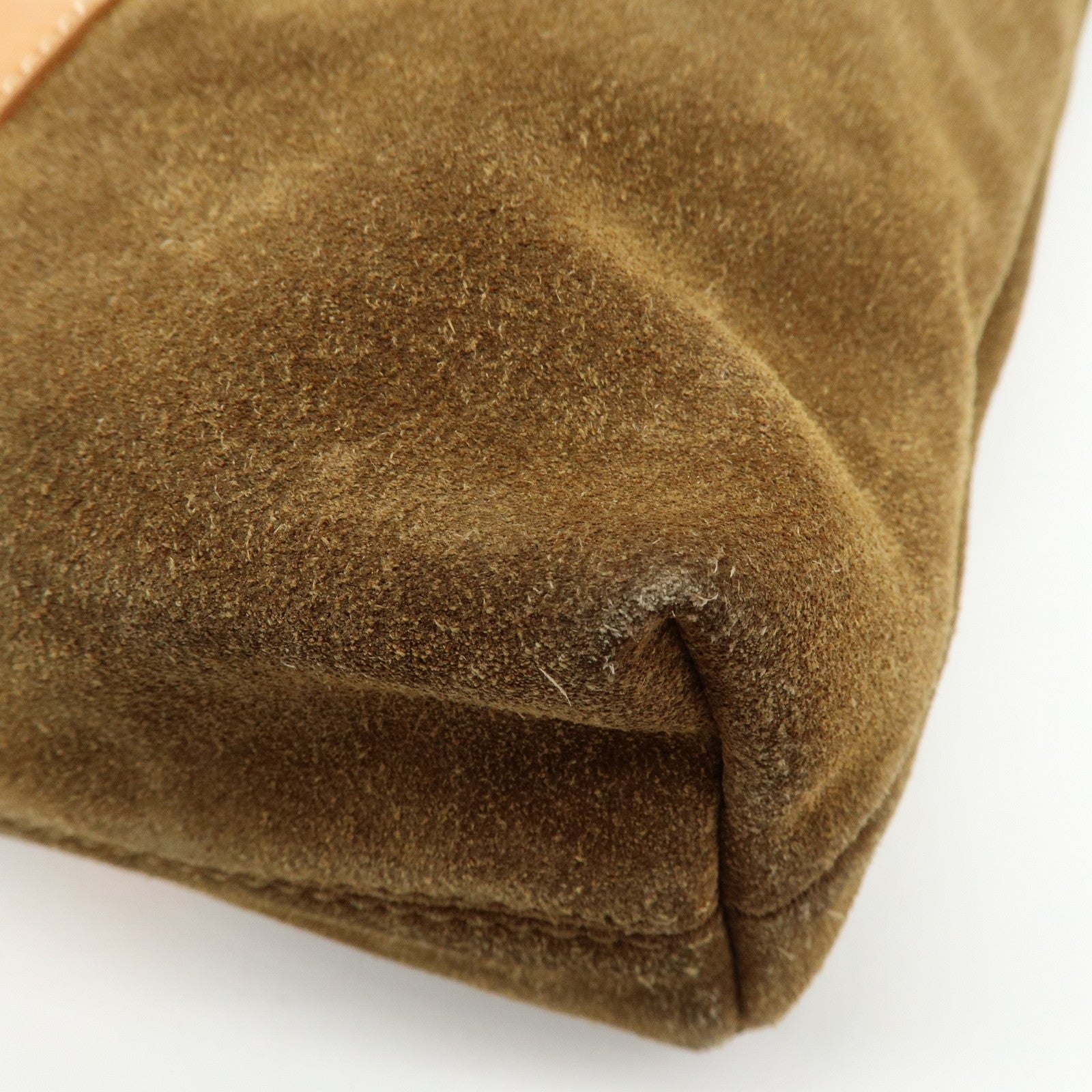 Ferragamo Suede Leather Tote Bag Shoulder Bag Hand Bag Brown