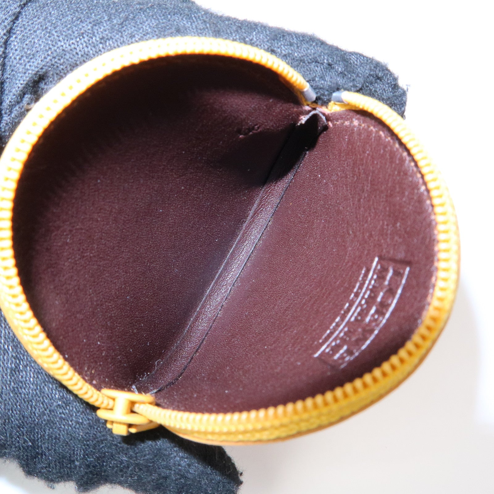 LOEWE Anagram Set of 2 Leather Suede Coin Case Brown Orange